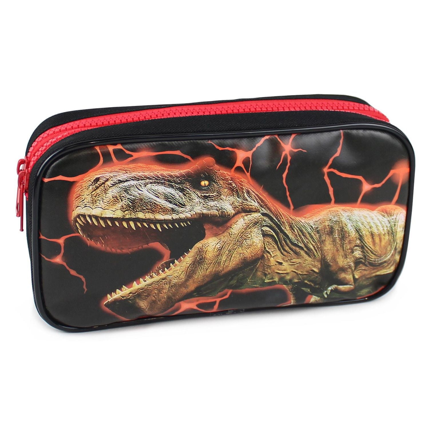 Pen + Gear Trousse à crayons 2 zips dinosaure avec motif T-Rex et lave