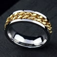 thumbnail image 4 of Flmtop Punk Men Women Unisex Stainless Steel Chain Inlaid Finger Ring Band Jewelry Gift, 4 of 10