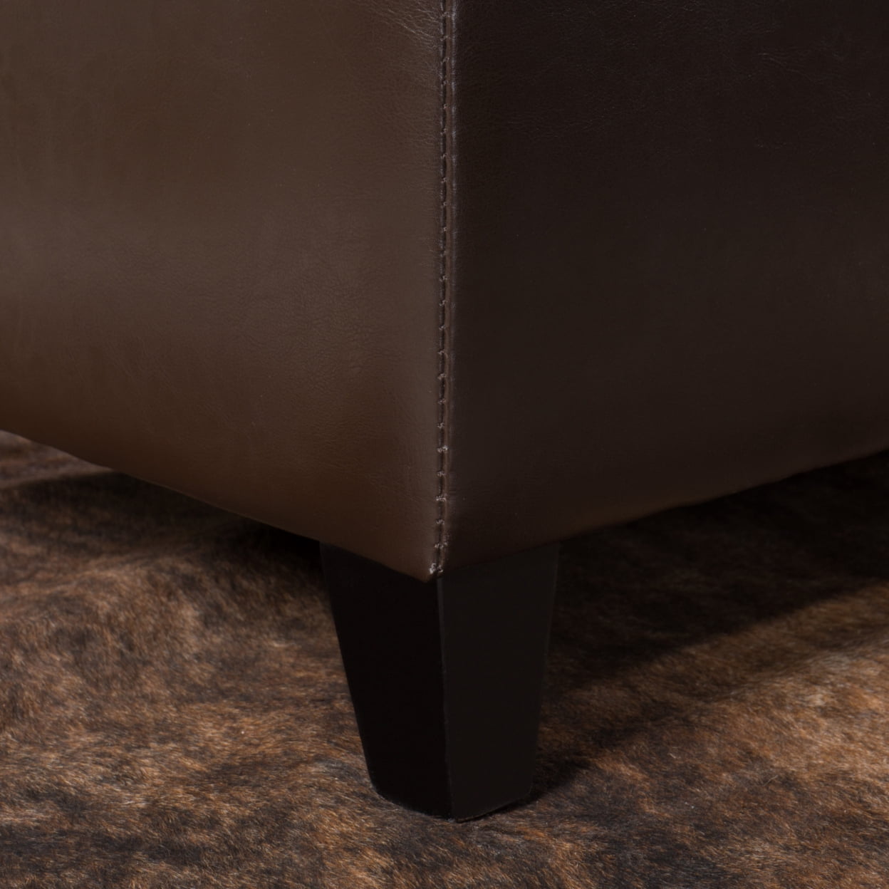 Stratford Brown Leather Storage Ottoman