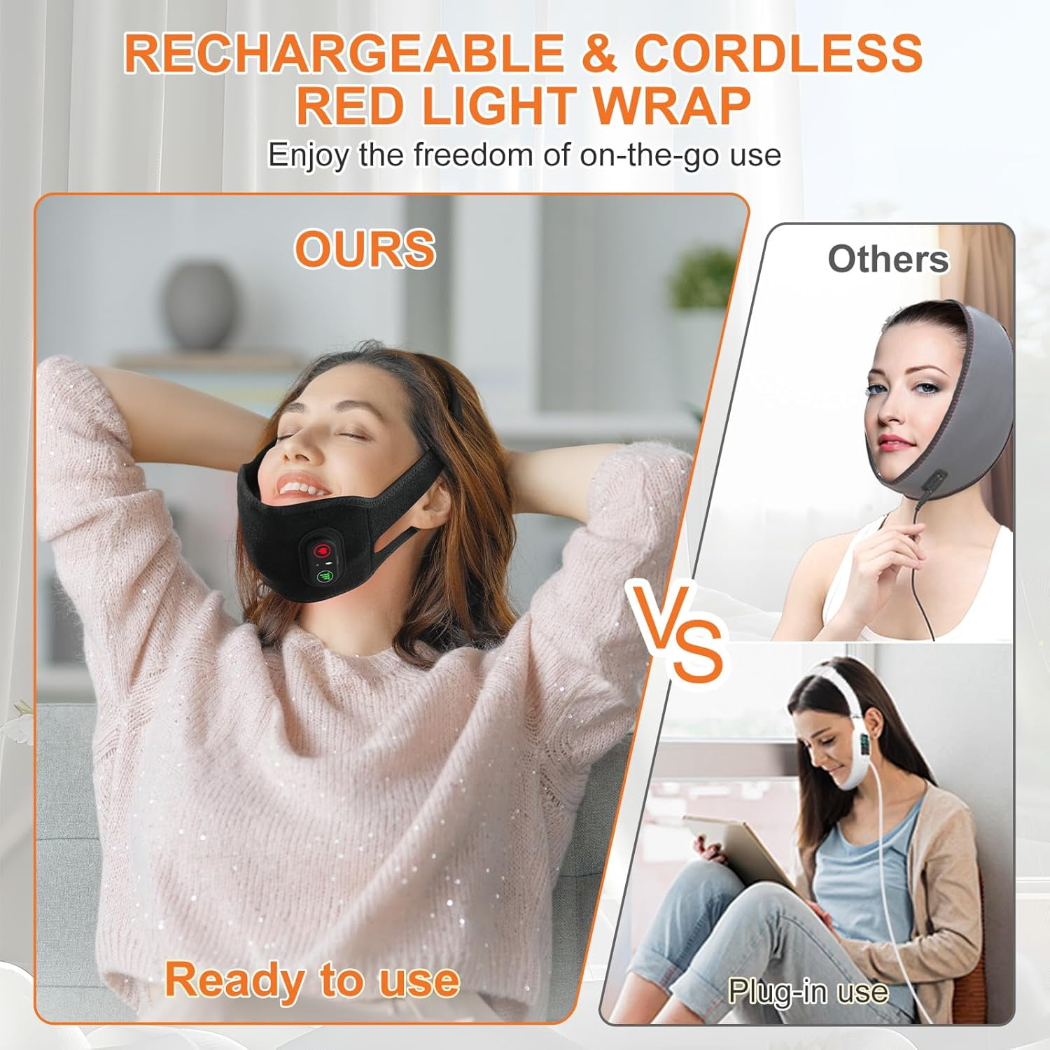 Red Light Therapy Belt for Neck, 850NM Near Infrared Light Therapy & 660NM Red Light Therapy Wearable Infrared Warp for Chin Neck Wrist Leg Hand Portable Red Light Therapy Strap with Timer