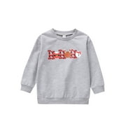 hirigin Christmas Sweatshirt Letter Print Long Sleeve Round Neck Pullover