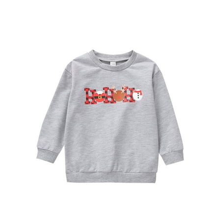 hirigin Christmas Sweatshirt Letter Print Long Sleeve Round Neck Pullover