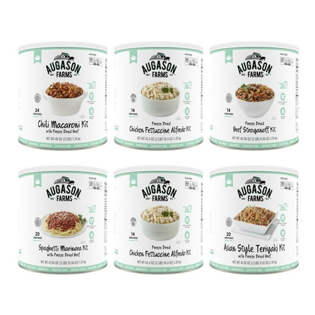 Augason Farms Emergency Food Ready Cuisine Entree Variety Emergency Food Storage Kit, 6 count