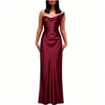 thumbnail image 2 of AHTJRT Women's Satin Off the Shoulder Dress Elegant Ruched Strapless Maxi Dresses Corset Bodycon Formal Party Evening Ball Gown Wine S, 2 of 6