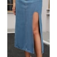 thumbnail image 5 of DARING DIVA Women's Long Denim Spring Slit Midi Jean Skirts Small Blue, 5 of 7