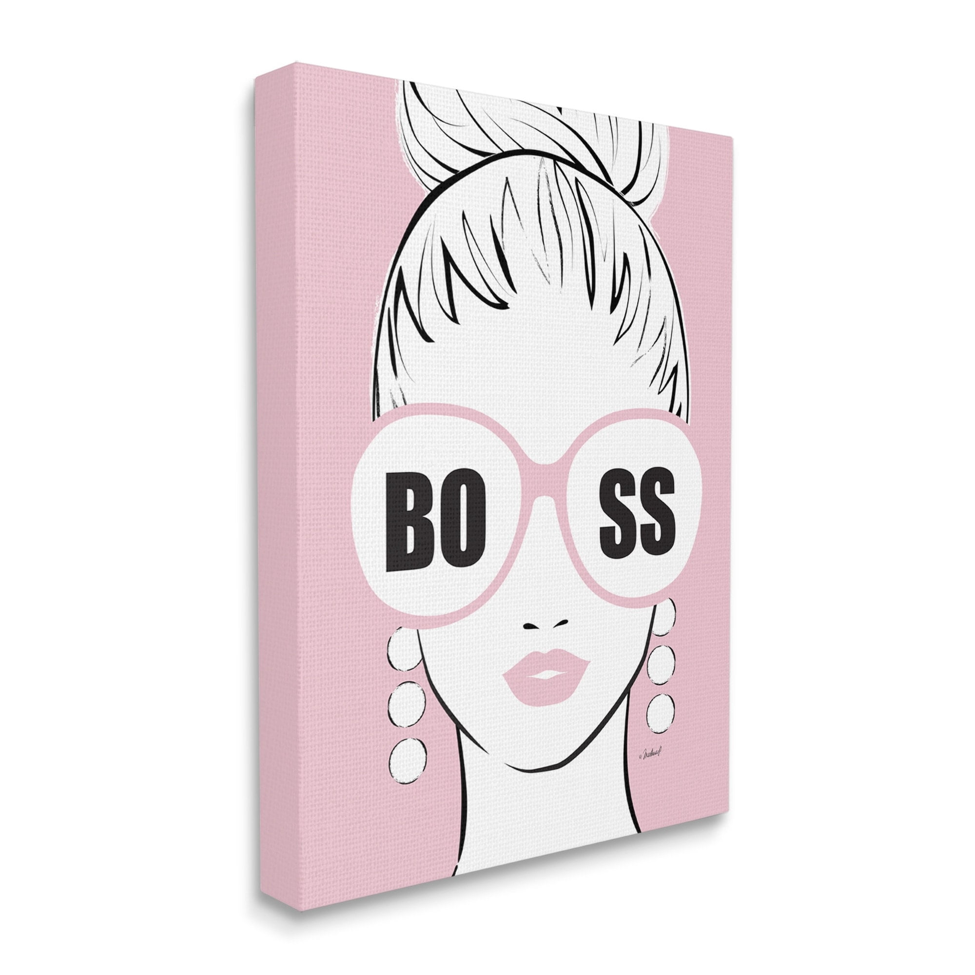 Stupell Industries Boss Phrase Sunglasses Glam Female Pink Fashion,24 x 30,Designed by Martina Pavlova