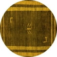 thumbnail image 1 of Ahgly Company Indoor Round Abstract Yellow Modern Area Rugs, 7' Round, 1 of 4