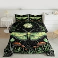 thumbnail image 2 of jejeloiu Natural Plant Mushroom Full Size Comforter Sets,Gothic Moth Bedding Comforter Set,Green Black Bedding Sets For Children,Breathable Home Decor Reversible,3 Pieces, 2 of 8