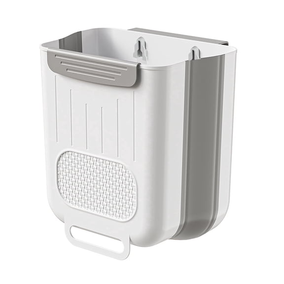 UHIAGREE Collapsible Hanging Trash Can,10 L Wall Mounted Counter Trash Can,Small Waste Basket(White)