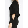thumbnail image 4 of Jayla Dress - Women's Mini body conscious dress with novelty cuffed bell sleeves (black), 4 of 6