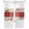 thumbnail image 2 of Christmas Winter Sheer Curtains 72 Inches Long, Green Leaves Red Buffalo Plaid Pastoral Light Filtering Window Curtains for Living Room, Rod Pocket Voile Sheer Curtain Drapes, 52"Wx72"L, 2 Panels, 2 of 9