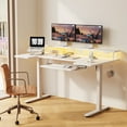 thumbnail image 2 of Casacomoda 55 Inch U-Shaped Electric Standing Desk with Power Outlets & LED Lights, Height Adjustable Desk with Keyboard Tray, Sit Stand Table with Monitor Stand for Home, Office, White, 2 of 9