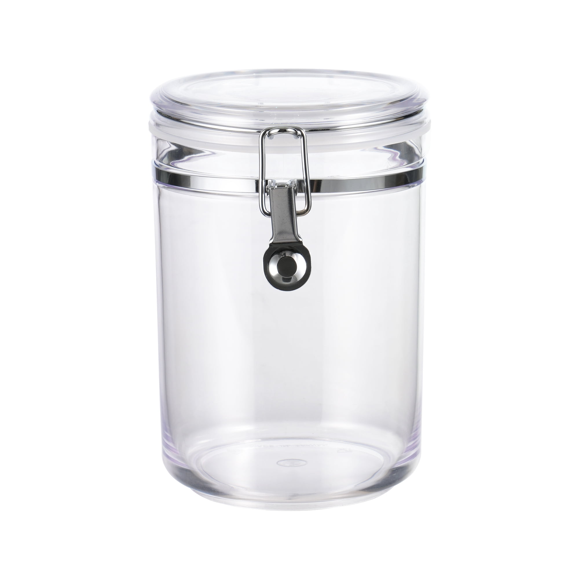 Mainstays Classic Medium Round Food Storage Canister, 33.8 oz, Clear BPA-Free Plastic, Airtight, Stackable