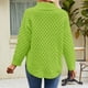 thumbnail image 4 of Suéter de punto de color sólido Gibobby de Manga larga cuello Redondo para mujer Verde L, 4 of 5