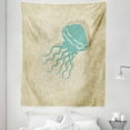 thumbnail image 1 of Jellyfish Tapestry, Beach Summer Oceanic Life Tropicalea Animal Nautical Abstract Pattern, Fabric Wall Hanging Decor for Bedroom Living Room Dorm, 5 Sizes, Sand Brown Seafoam, by Ambesonne, 1 of 1