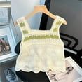 thumbnail image 3 of Summer Hollow Embroidery Knitted Camisole Women Sleeveless Irregular Tassel Tank Top, 3 of 14