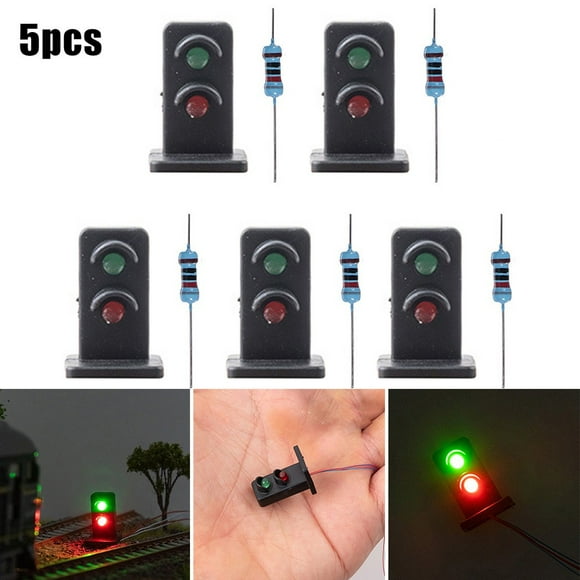 5Pcs Model Traffic Lights Led Train Model Signal Light 1:87 Scale Steel Column Layout Lamp Posts Railway Train Garden Scenery