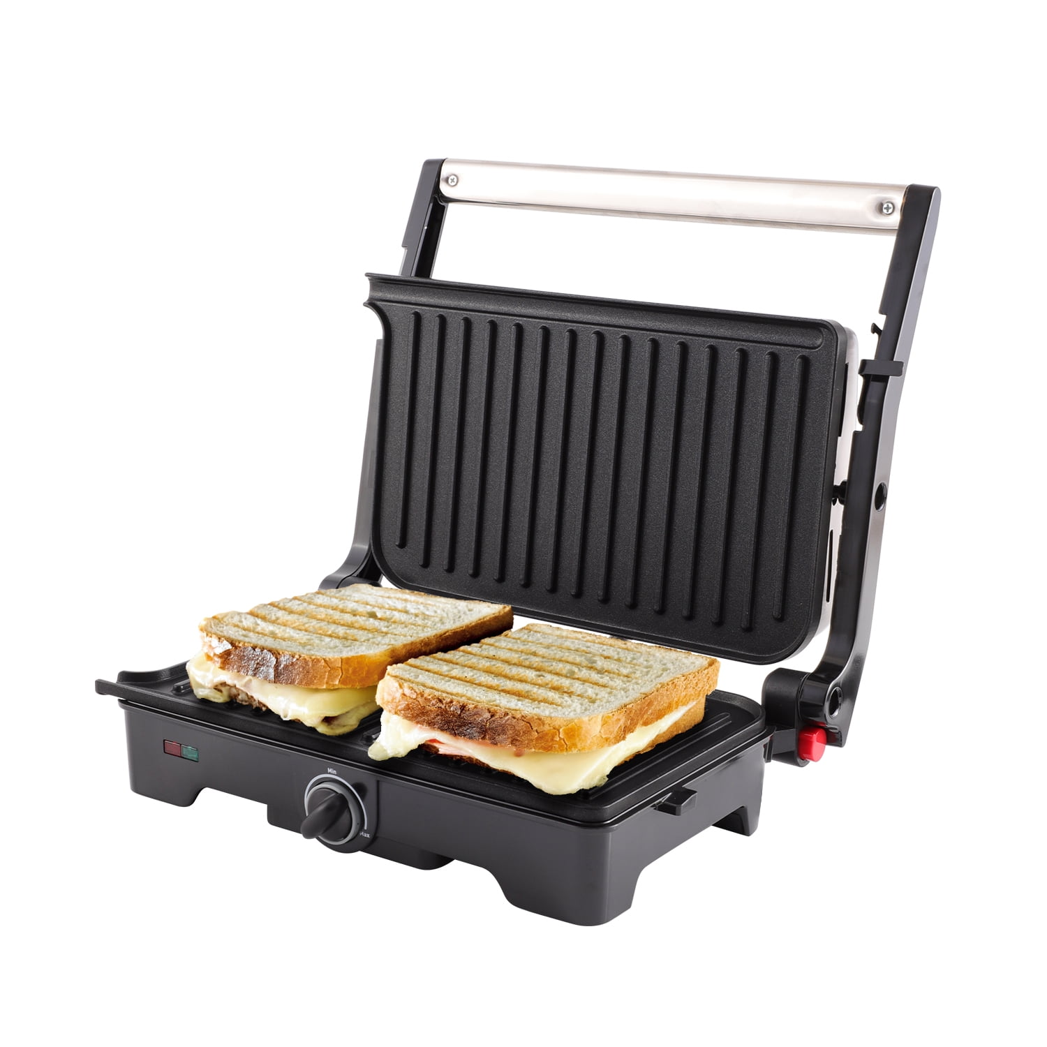 JKM Panini Press Grill, 2Slice Sandwich Maker with Nonstick Plates