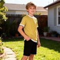 thumbnail image 6 of CYRBOKO Boys T-shirts, Casual Pullover Cotton Short Sleeve Summer Tops Yellow Size 7-8 T, 6 of 7