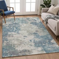Addison Rugs Chantille Indoor/Outdoor Transitional Abstract Denim Machine Washable Rectangle Rug, 5' x 7'6"