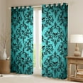 thumbnail image 2 of Manfei Victorian Damask Curtains Pack of 2 (42x84 Each), Black Cyan Bohemian Curtains Blackout, Halloween Sugar Skull Bedroom Curtains, Luxury Bedroom Decor, 2 of 6