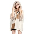 thumbnail image 5 of Clearance Women's Color Block Shawl Wrap Plus Size Cardigan Poncho Cape Open Front Long Winter Sweater Coat Wool Wedding Dress Party Coat for Winter, 5 of 6