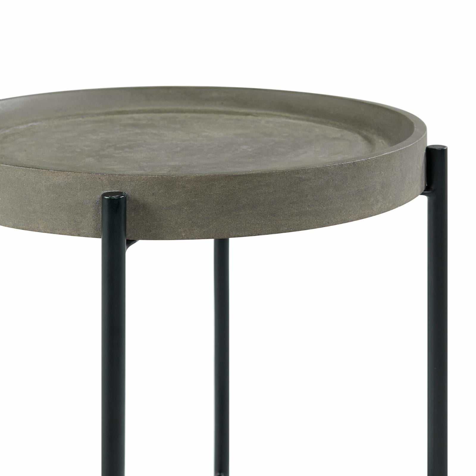 Alaterre Furniture Brookline Industrial Round Metal End Table, Gray/Black