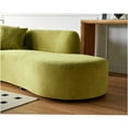 thumbnail image 4 of JERFIT 132" 6-Seater Curved Velvet Sofa with Crescent Design, High-Resilience Foam Cushions & Pillows, for Living Room, Apartment, Olive Green, 4 of 10
