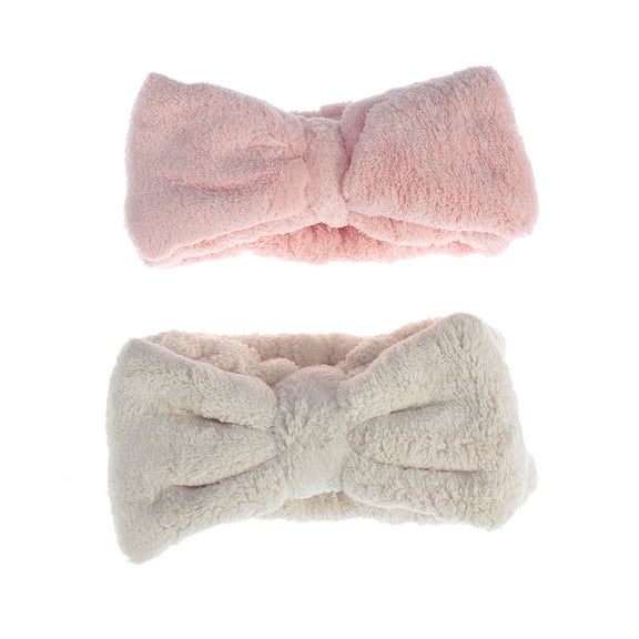 AURARMLET 2Pcs Skin-Friendly Coral Makeup Headband with Bow-Knot Design for Face Washing and Sports