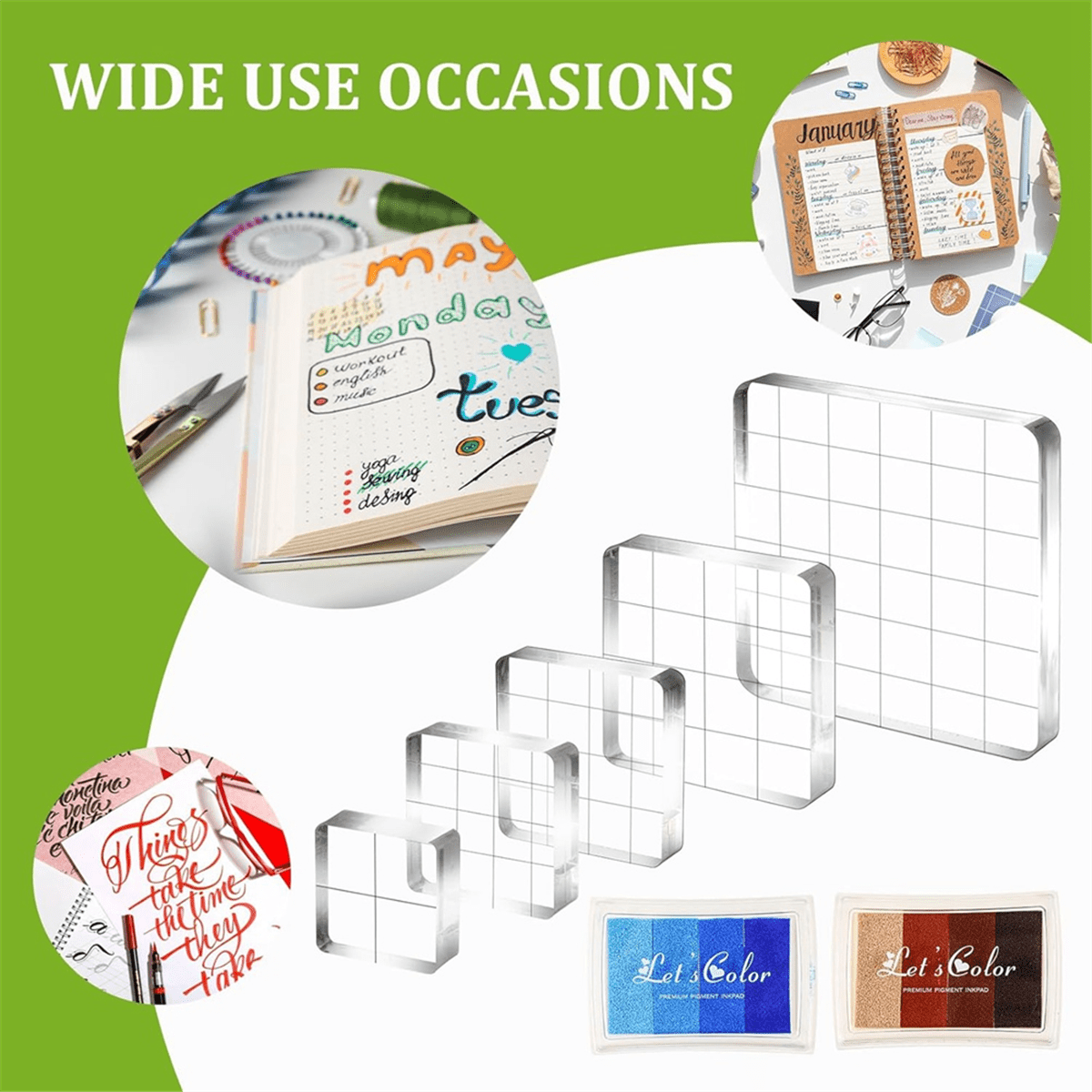 22 Pcs Crafting Stamps Set with Acrylic Stamp Blocks, Silicone Stamps, and Colorful Ink Pads for DIY Scrapbooking