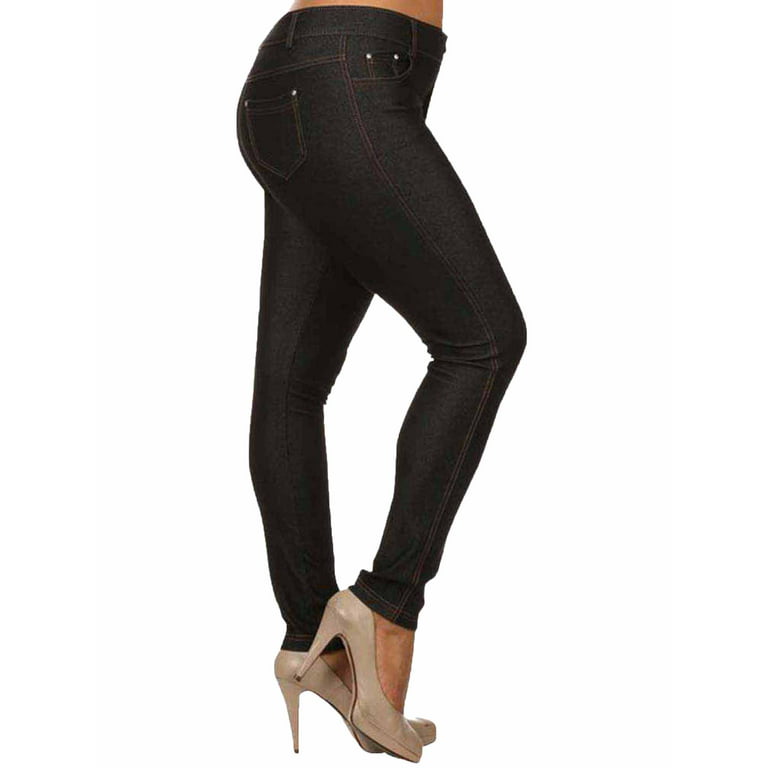 Black Stretchy Plus Size Jeggings With 5 Pockets Size X-Large 