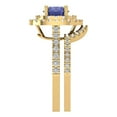thumbnail image 3 of 1.8 ct Brilliant Round Cut Tanzanite 18K Yellow Gold Halo Solitaire with Accents Engagement Bridal Wedding Ring Band Set size 5.5, 3 of 7