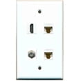 thumbnail image 1 of Ultra Spec Cables 1 Port HDMI 1 Port Coax Cable TV- F-Type 2 Port Cat6 Ethernet Wall Plate, 1 of 1
