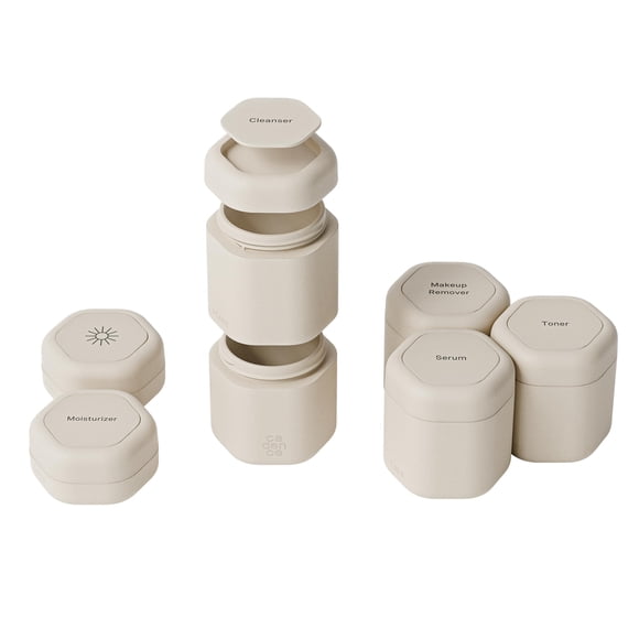 Set completo de cuidado de la piel Travel Containers Cadence con tapa magnética