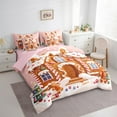 thumbnail image 4 of Manfei Chic Xmas Tree 7pcs Bedding Comforter Set,Cartoon Gingerbread House Queen Bedding Sets,Green Pink Brown Queen Sheet Sets For Girls Boys Kids,Super Cozy Room Decor Reversible, 4 of 9