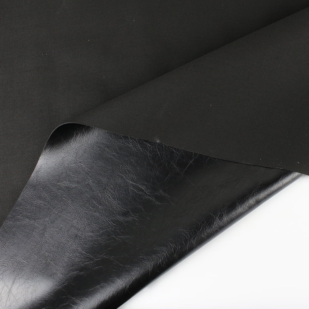 Vinyl Leather Fabric Black Wrinkles style Having Repair In and Abrasion&Scratch Resistance Waterproof 4.5ft Wide