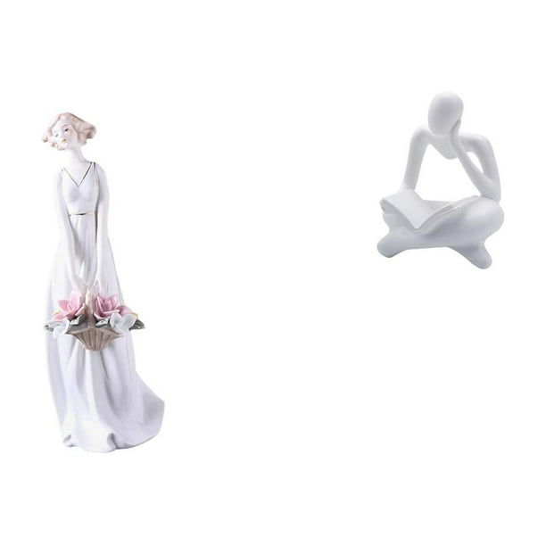 Figura de escritorio,Estatua de niña linda de escritorio,adorno nórdico moderno,Figura de lector abstracto,Estatua de pensador abstracto,arte,manualidades,decoraciones,Figuras humanas