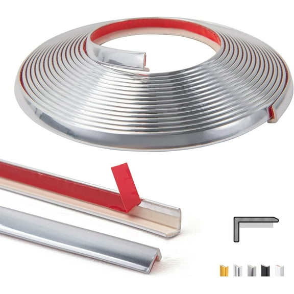 20ft Outside Vinyl Corner Trim Peel and Stick for Tile and Wall Edges, Furniture Decoration Stainless Steel