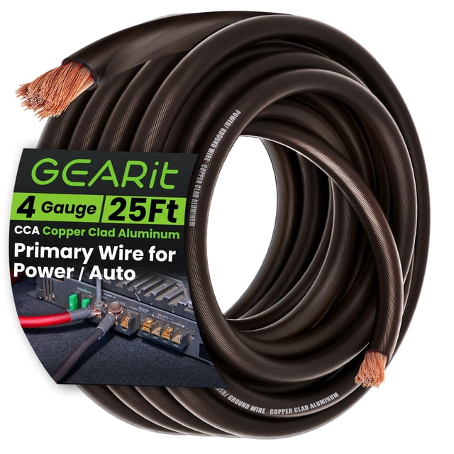 Wire GearIt calibre 4 (7 mm²), aluminio revestido de cobre, CCA, 7,6 m