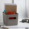 thumbnail image 3 of Superio 1.5 L Mini Ribbed Storage Bin- Plastic Storage Basket (Taupe, 2 Pack), 3 of 6