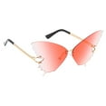 thumbnail image 4 of Gradient Butterfly Lens Rimless Sunglasses Designer Summer Shades Tinted Eyewear Gradient Pink, 4 of 7