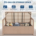 thumbnail image 3 of Outdoor Storage Bench, All-Weather PE Rattan Deck Box with Seat, Wicker Patio Furniture for Cushions, Garden Tools, Pool Accessories, Water-Resistant and Durable (Yellow Wicker & Beige Cushions), 3 of 8