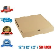 Pizza Box 12" x 12" x 2" - 50/Case Kraft Corrugated Plain / Bakery FREE SHIPPING
