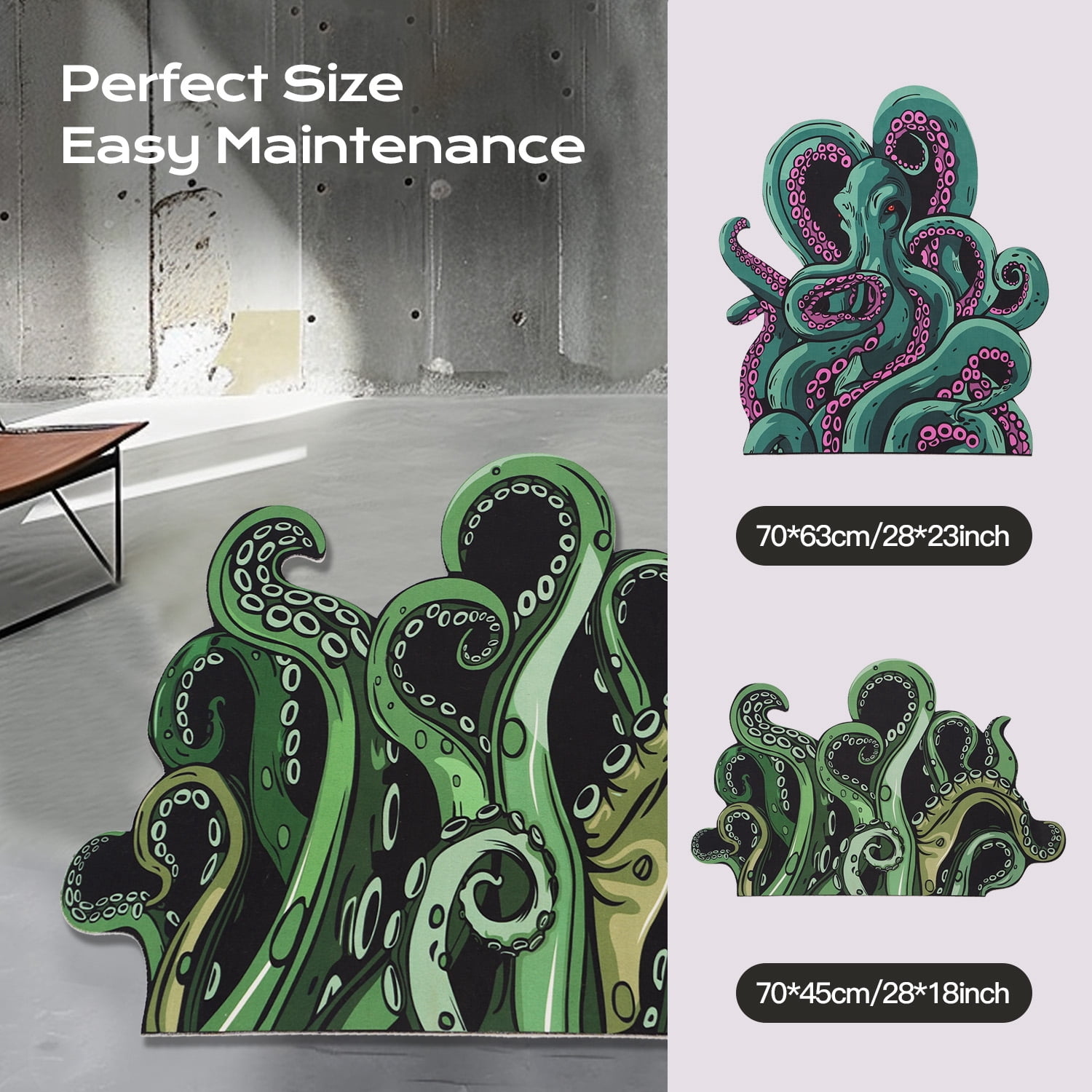 Funny Rug for Living Room, Super Absorbent Bath Mat Non Slip, Machine Washable, Goth Decor Cthulhu Octopus Shaped Shower Mat, Aesthetic Modern Rugs for Bedroom, Small Size Door Mats…