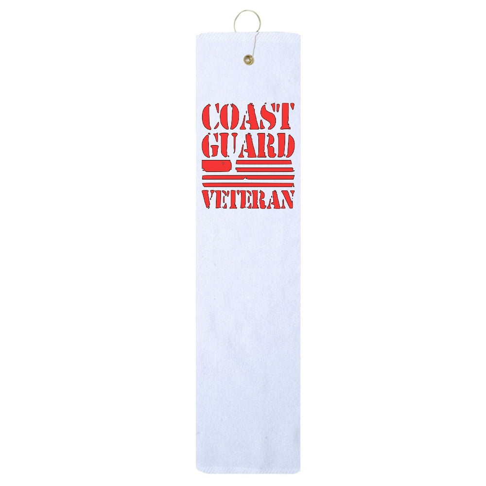 US Coast Guard Distressed Flag Veteran Trifold Golf Towel With Grommet & Hook Club Ball Tee