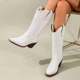 thumbnail image 4 of Women's Western Cowboy Boots with Embroidered Design, Mid-Calf Knee-High Boots, Pointed Toe & Chunky Heel, Vintage Style Riding Boots, 4 of 6