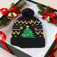 thumbnail image 2 of Beautynvta LED Christmas Hat, Light Up Unisex Pattern Knitted Beanie Holiday Hat with Pom Poms, Colorful Flashing Cap Winter Warm Snow Hat for Holiday Xmas Christmas Party Supplies, 2 of 6