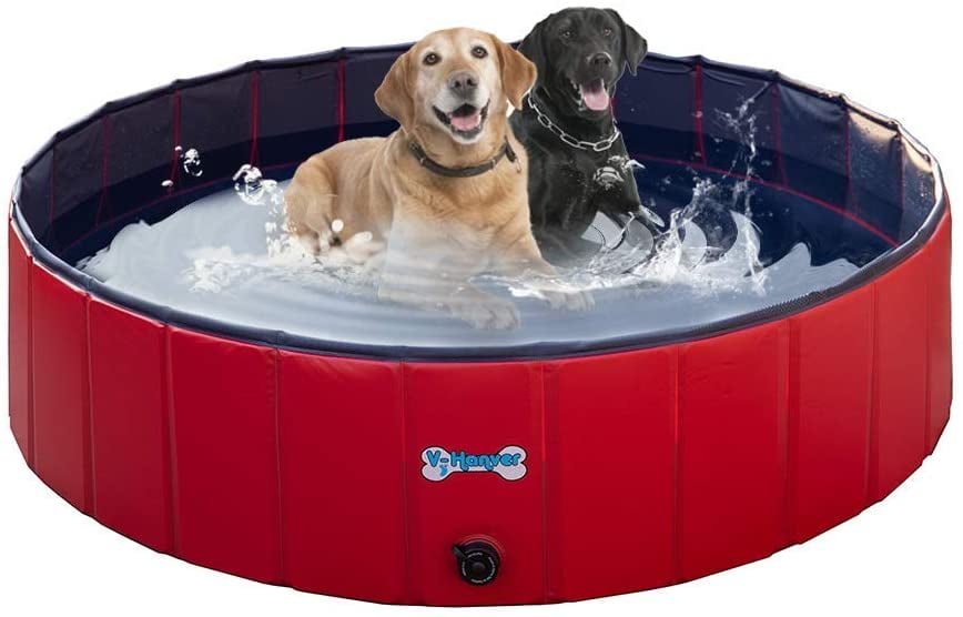 VHANVER Foldable Dog Pool Hard Plastic Collapsible Pet Bath Tub for