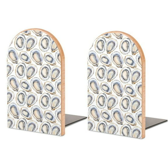 Oyster Wood Book Ends for Shelves Non-Skid Book Holders Heavy Duty Book Stand Support for Books and Movies