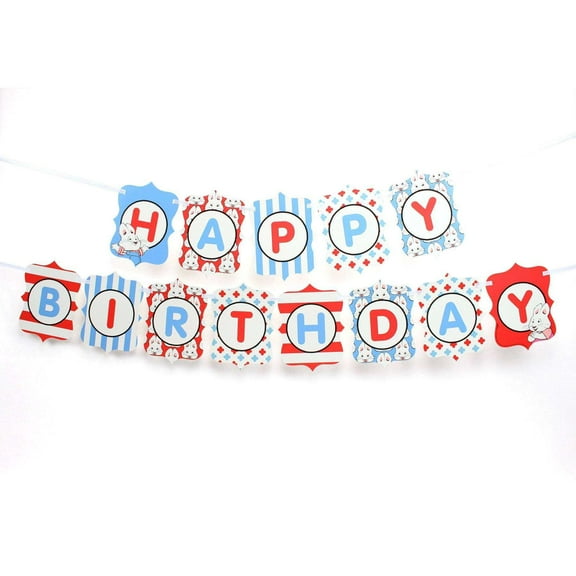 Prime Party Max and Ruby Happy Birthday Jointed Flag Banner, Reusable Party Decoration, 75 in Wide